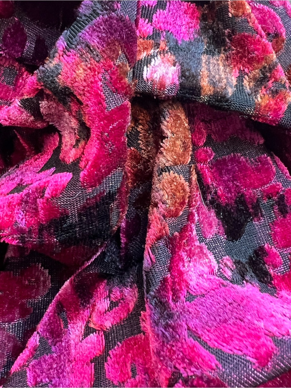 Coco Bianco Pink Ruffle Sleeve Blouse Burnout Velvet Top Women's Medium - Picture 6 of 10